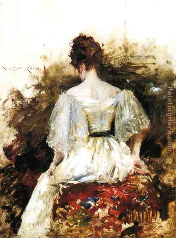 William Merritt Chase Portrait of a Woman in a White Dress